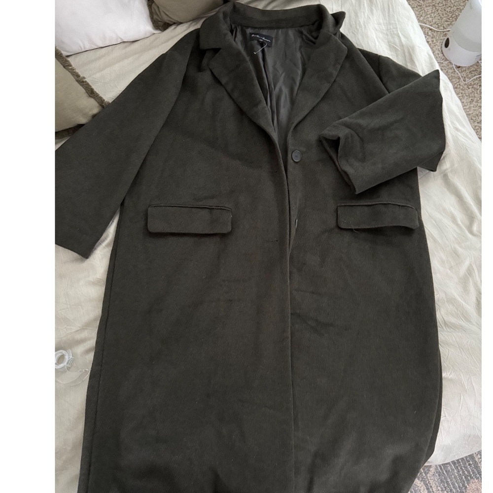 NWOT Hunter & Brown Olive Green Overcoat Extra‎ Large Longline Jacket Coat